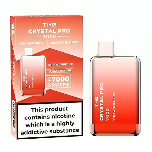 The Crystal Pro 7000 Puffs Prefilled Vape Pod Device, Strawberry Ice Flavor