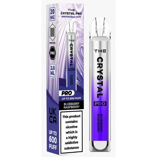 The Crystal Pro Bar 600 Puff Prefilled Vape Pod Device, Blueberry Raspberry Flavor