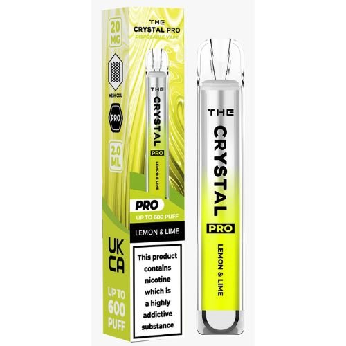 The Crystal Pro Bar 600 Puff Prefilled Vape Pod Device, Lemon Lime Flavor