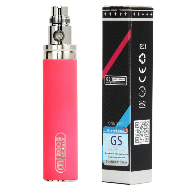 GS eGo II 2200mAh or GS eGo III 3200mAh in Pink vape battery mega kit, providing high-capacity power for extended vaping sessions.