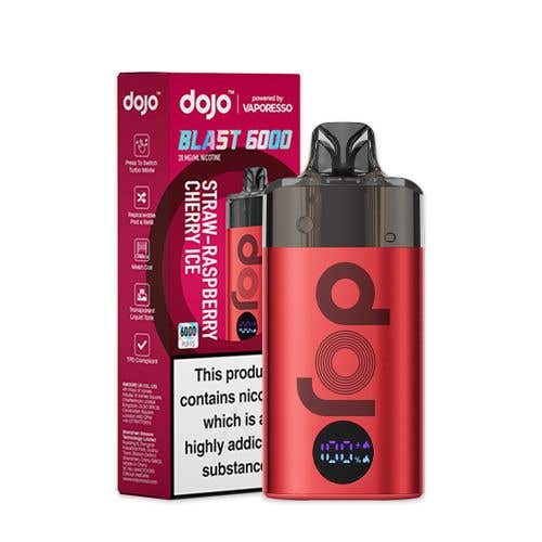 Vaporesso Dojo Blast 6000 Puffs Vape Kit, Straw Raspberry Cherry Ice Flavor
