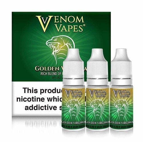 Venom Vapes 10ml E Liquid Pack of 10, Golden Virginia Flavor