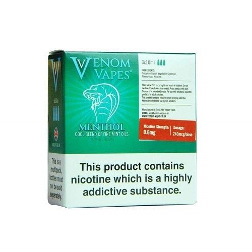 Venom Vapes 10ml E Liquid Pack of 10, Menthol Flavor