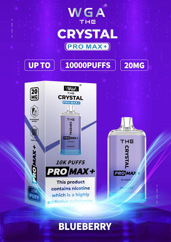 WGA Crystal Pro Max 10000 Puffs Prefilled Pod Vape Kit, Blueberry Flavor