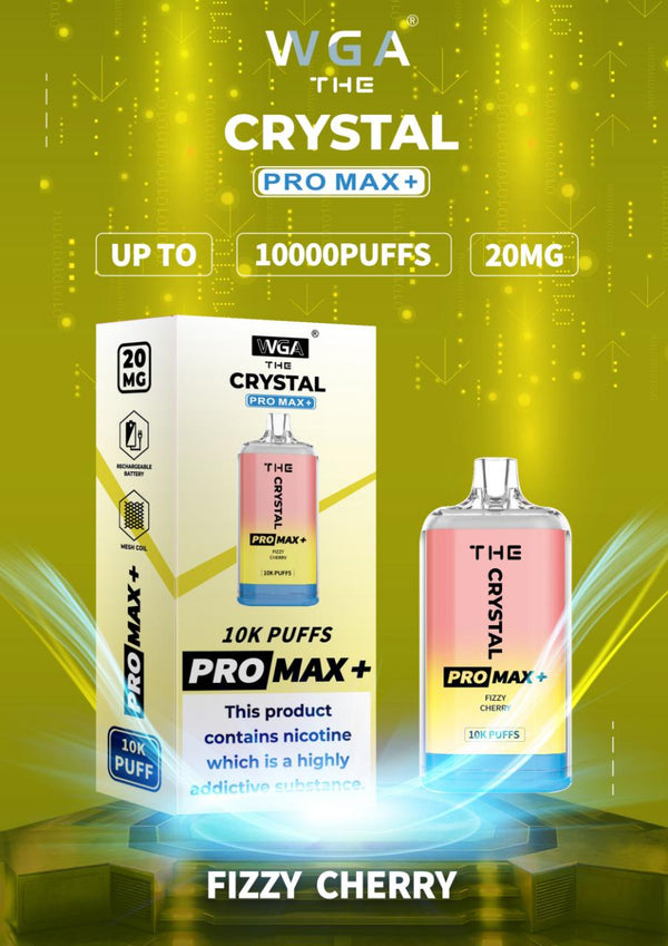 WGA Crystal Pro Max 10000 Puffs Prefilled Pod Vape Kit, Fizzy Cherry Flavor