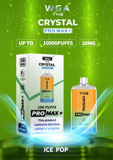 WGA Crystal Pro Max 10000 Puffs Prefilled Pod Vape Kit, Ice Pop Flavor