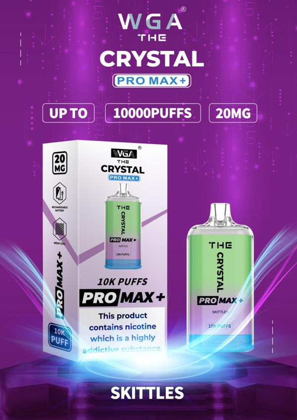 WGA Crystal Pro Max 10000 Puffs Prefilled Pod Vape Kit, Skittles Flavor