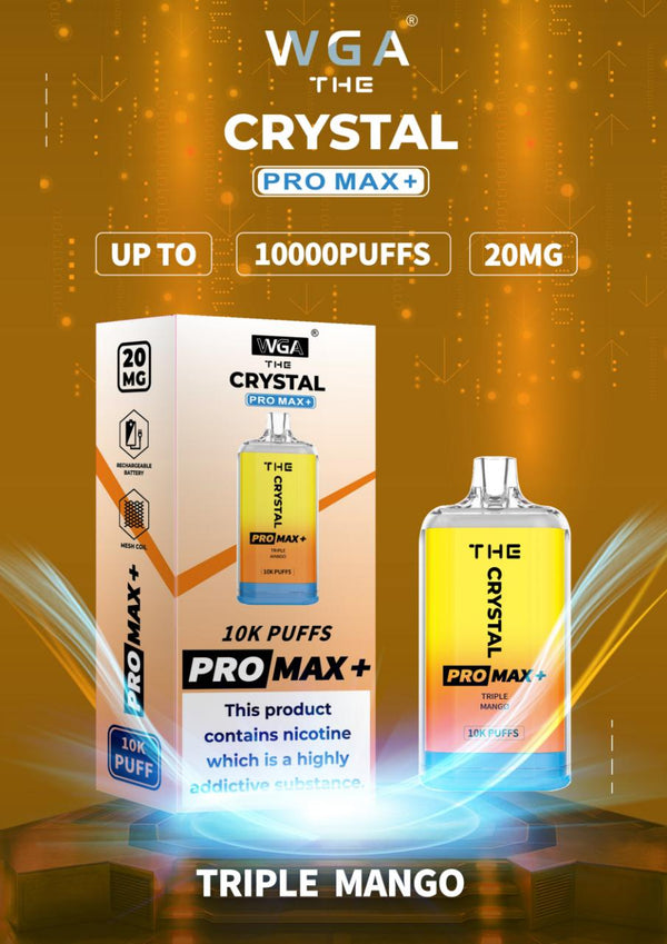 WGA Crystal Pro Max 10000 Puffs Prefilled Pod Vape Kit, Triple Mango Flavor