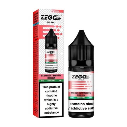 Zego Nic Salt 10ml E-Liquid Pack of 10, Watermelon Strawberry Bubblegum Flavor