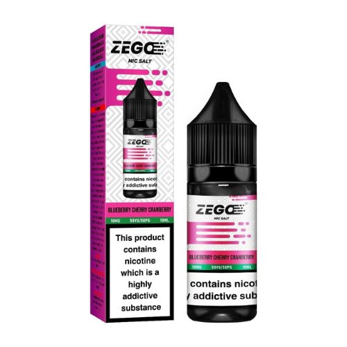 Zego Nic Salt 10ml E-Liquid Pack of 10, Blueberry Cherry Cranberry Flavor