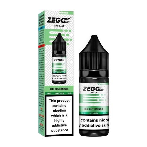 Zego Nic Salt 10ml E-Liquid Pack of 10, Blue Razz Lemonade Flavor