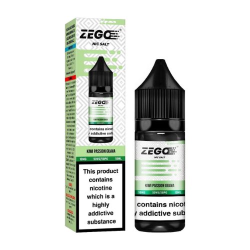 Zego Nic Salt 10ml E-Liquid Pack of 10, Kiwi Passion Guva Flavor