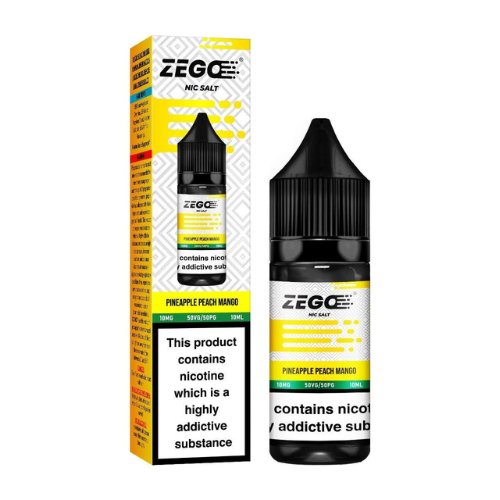Zego Nic Salt 10ml E-Liquid Pack of 10, Pineapple Peach Mango Flavor
