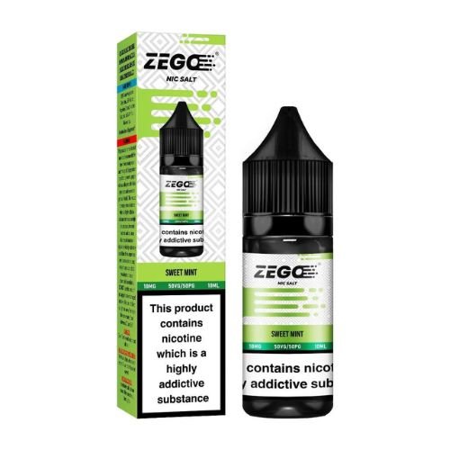Zego Nic Salt 10ml E-Liquid Pack of 10, Sweet Mint Flavor