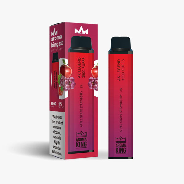 Aroma King 3500 Prefilled Vape Pod Device Pack of 10, Apple Grape Strawberry Flavor