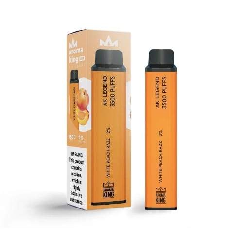 Aroma King 3500 Prefilled Vape Pod Device Pack of 10, White Peach Razz Flavor