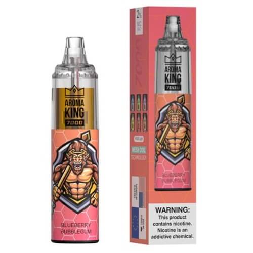 Aroma King 7000 Prefilled Vape Pod Device Pack of 10, Blueberry Bubble Gum Flavor