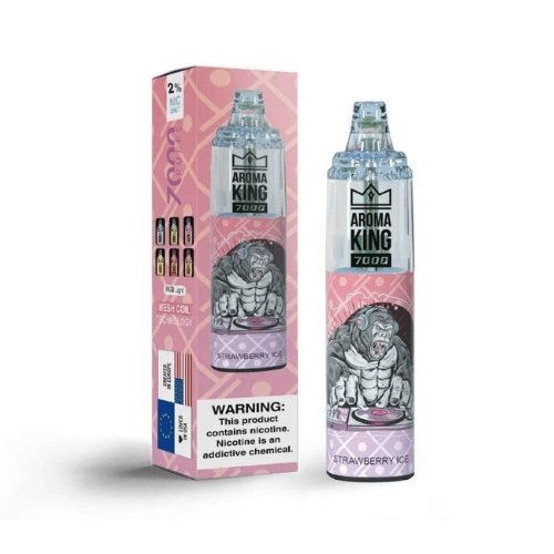Aroma King 7000 Prefilled Vape Pod Device Pack of 10, Strawberry Ice Flavor