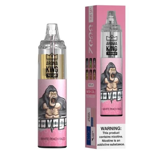 Aroma King 7000 Prefilled Vape Pod Device Pack of 10, White Peach Fruit Flavor