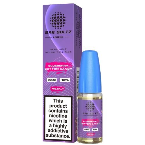 Bar Soltz 10ml Nic Salt E Liquid Pack of 10, Blueberry Cotton Candy Flavor