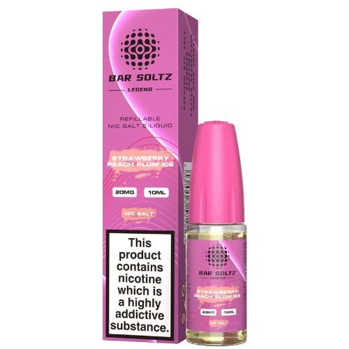Bar Soltz 10ml Nic Salt E Liquid Pack of 10, Strawberry Peach Plum Ice Flavor