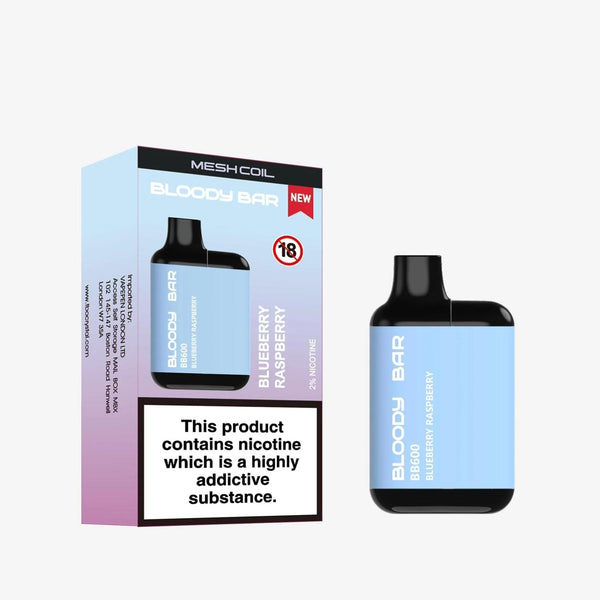 Bloody Bar BB600 Prefilled Pod Vape Kit Pack of 10, Blueberry Raspberry Flavour