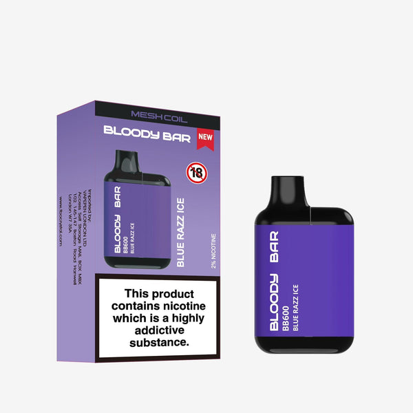 Bloody Bar BB600 Prefilled Pod Vape Kit Pack of 10, Blue Razz Ice Flavour