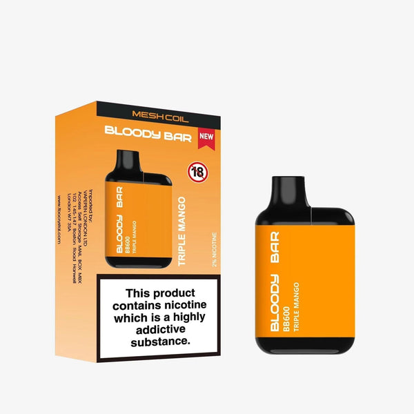 Bloody Bar BB600 Prefilled Pod Vape Pack Of 10, Triple Mango Flavour