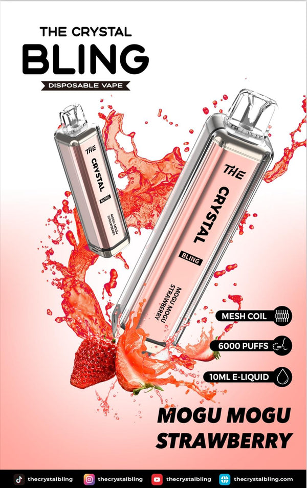 Crystal Bling 6000 Prefilled Vape Pod Device, Mogo Mogo Strawberry Flavor