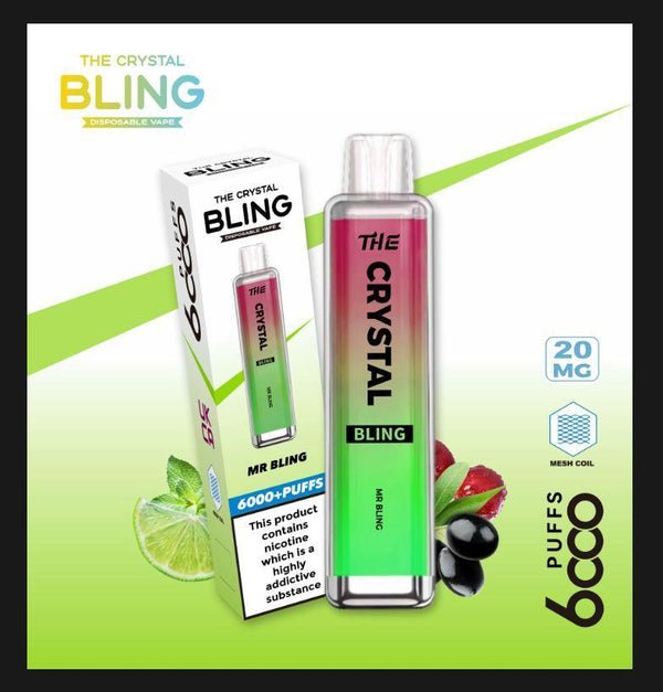 Crystal Bling 6000 Prefilled Vape Pod Device, Mr Bling Flavor
