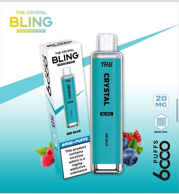 Crystal Bling 6000 Prefilled Vape Pod Device, Mr Blue Flavor