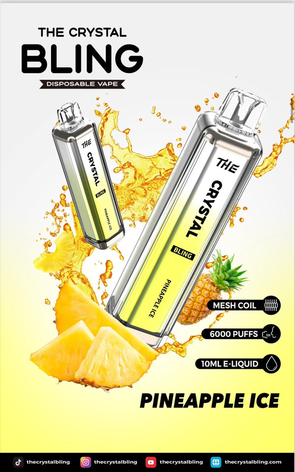 Crystal Bling 6000 Prefilled Vape Pod Device, Pineapple Ice Flavor