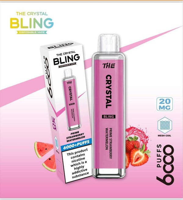Crystal Bling 6000 Prefilled Vape Pod Device, Prime Strawberry Watermelon Flavor