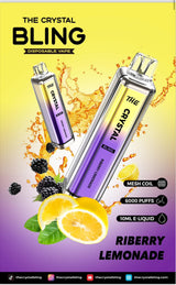 Crystal Bling 6000 Prefilled Vape Pod Device, Riberry Lemonade Flavor