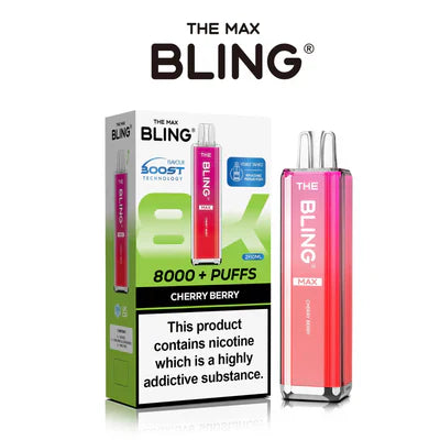 Crystal Bling Max 8K Puffs Prefilled Pod Kit Box of 5, Cherry Berry Flavor