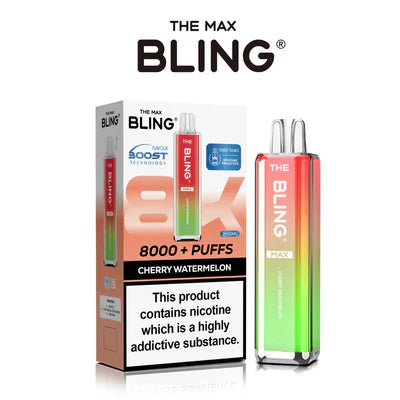 Crystal Bling Max 8K Puffs Prefilled Pod Kit Box of 5, Cherry Watermelon Flavor