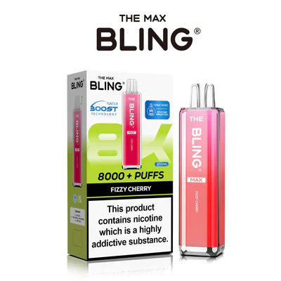 Crystal Bling Max 8K Puffs Prefilled Pod Kit Box of 5, Fizzy Cherry Flavor