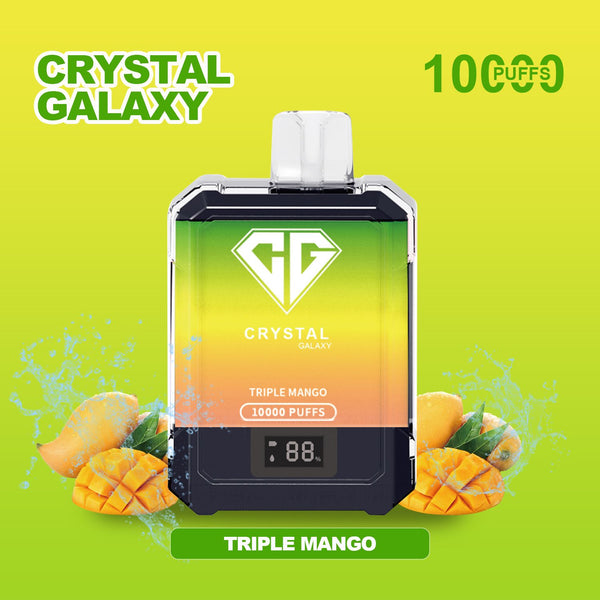 Crystal Galaxy 10000 Puffs Prefilled Vape Pack of 10, Triple Mango Flavor