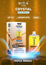 Crystal Pro Max 10K Puffs Prefilled Vape Box of 10, Triple Mango Flavor