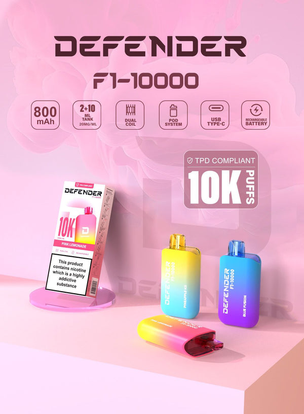 Defender F1-10K Prefilled Vape Kit Pack of 5 at UK Vaper