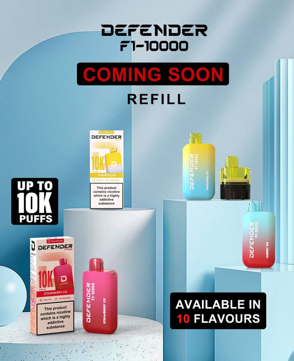 Defender F1-10K Prefilled Vape Kit Pack of 5 at UK Vaper