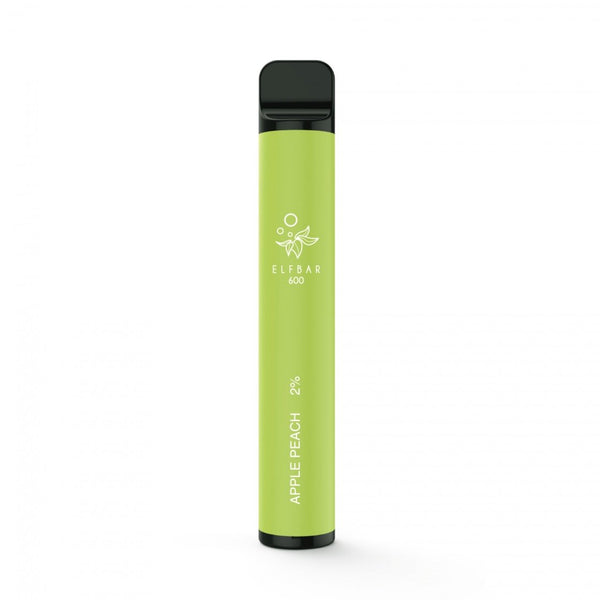 Elf Bar 600 Puff Prefilled Vape Pod Device Box of 10, Apple Peach Flavor