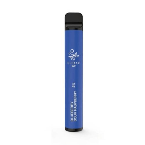 Elf Bar 600 Puff Prefilled Vape Pod Device Box of 10, Blueberry Sour Raspberry Flavor