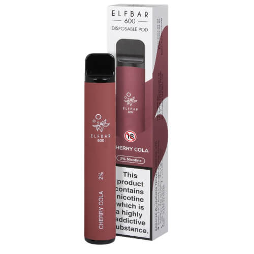 Elf Bar 600 Puff Prefilled Vape Pod Device Box of 10, Herry Cola Flavor