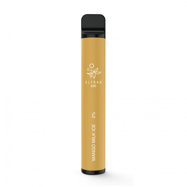 Elf Bar 600 Puff Prefilled Vape Pod Device Box of 10, Mango Milk Ice Flavor