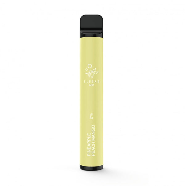Elf Bar 600 Puff Prefilled Vape Pod Device Box of 10, Pine Apple Peach Mango Flavor