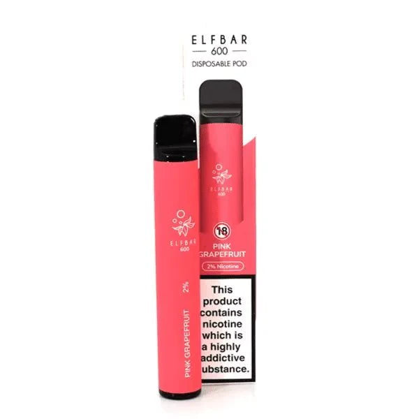 Elf Bar 600 Puff Prefilled Vape Pod Device Box of 10,Pink Grape Fruit Flavor