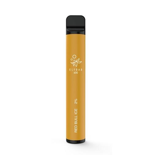 Elf Bar 600 Puff Prefilled Vape Pod Device Box of 10, Red Bull Ice Flavor