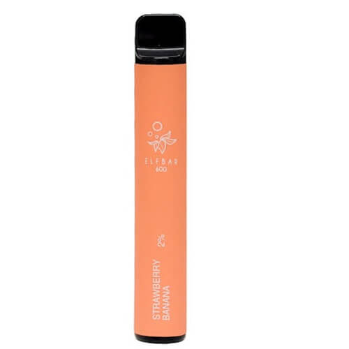 Elf Bar 600 Puff Prefilled Vape Pod Device Box of 10, Strawberry Banana Flavor