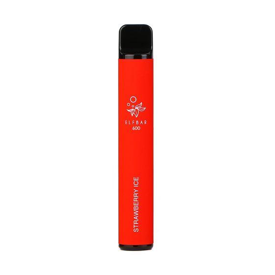Elf Bar 600 Puff Prefilled Vape Pod Device Box of 10, Strawberry Ice Flavor